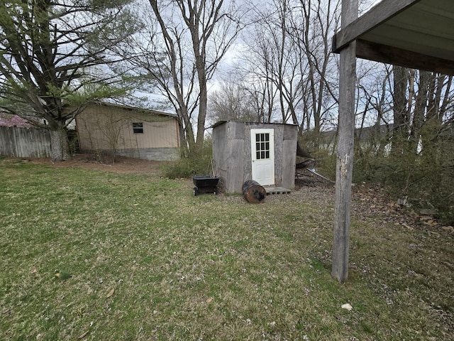 view of yard with a storage unit and an outdoor structure