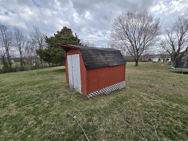 view of shed featuring a trampoline