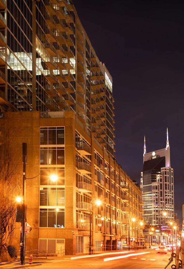 view of property at night