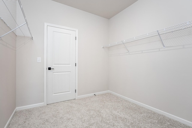 walk in closet with carpet