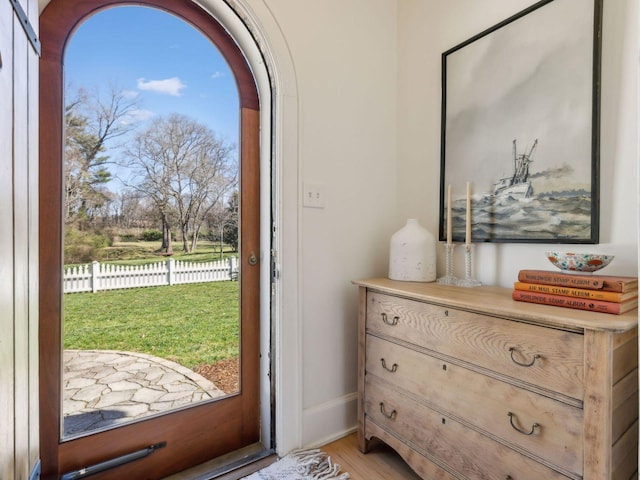 entryway featuring light wood finished floors