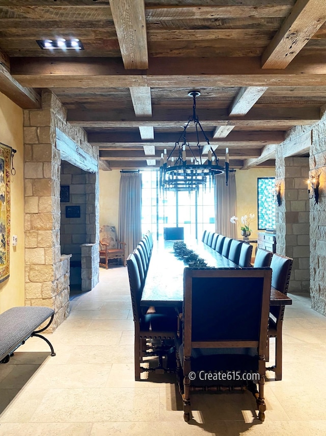 515 Church St Unit 3408, Nashville, TN 37219 - dining area with beam ceiling and wooden ceiling