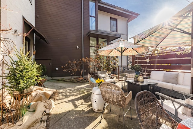 view of patio / terrace featuring an outdoor living space