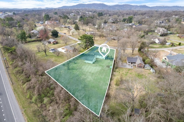 birds eye view of property with a mountain view