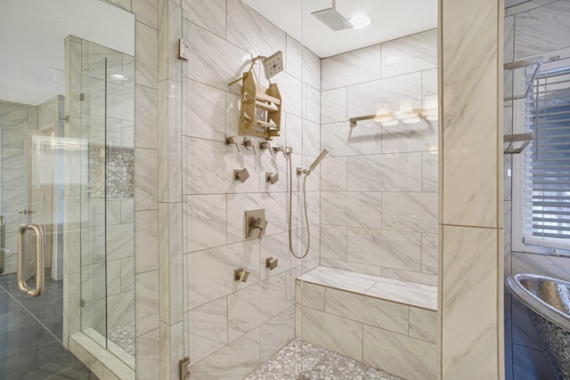 full bathroom with a stall shower