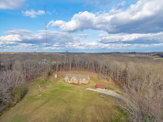 birds eye view of property with a rural view