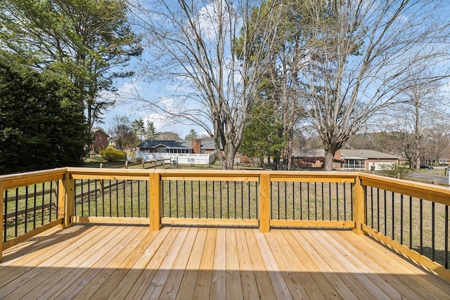 deck with a residential view