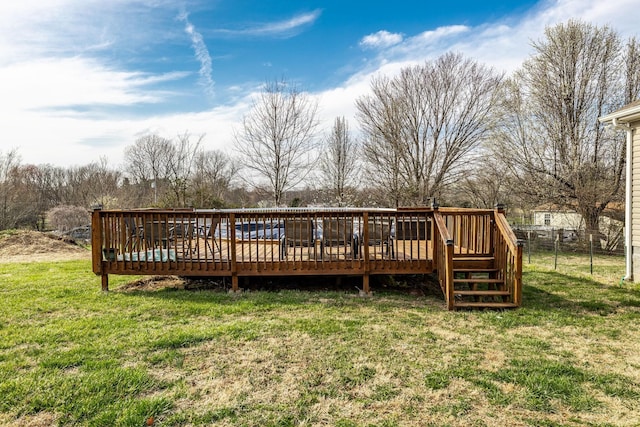 deck with a lawn