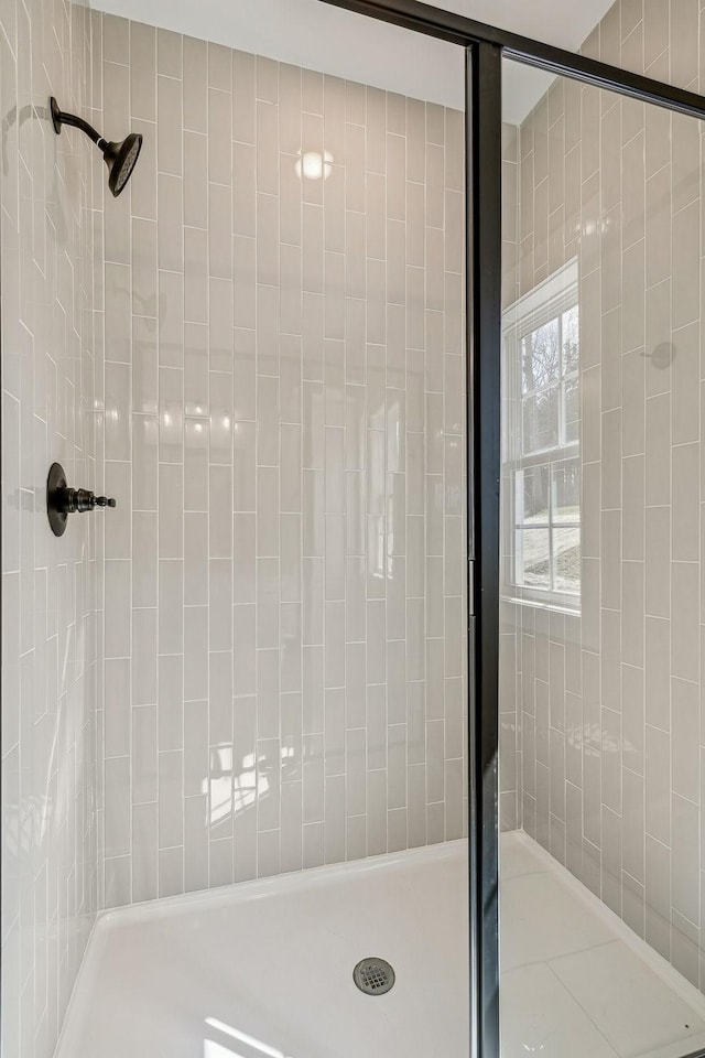 bathroom with a stall shower