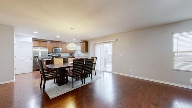 1504 Rockwood Ln, Lebanon, TN 37087 - dining area featuring recessed lighting, baseboards, and dark wood-style floors