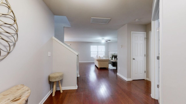 1504 Rockwood Ln, Lebanon, TN 37087 - hall with stairway, wood finished floors, visible vents, and baseboards