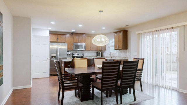 1504 Rockwood Ln, Lebanon, TN 37087 - dining space featuring visible vents, recessed lighting, baseboards, and wood-type flooring