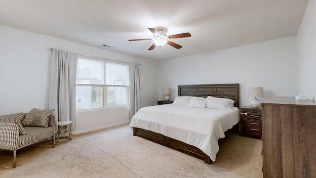 1504 Rockwood Ln, Lebanon, TN 37087 - bedroom with visible vents, light carpet, baseboards, and a ceiling fan