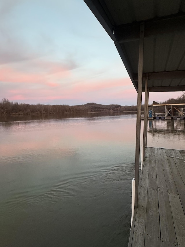 view of dock featuring a water view