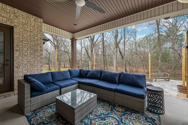 view of patio / terrace featuring an outdoor living space and a ceiling fan