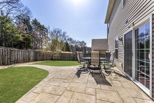 view of patio / terrace with outdoor dining area and a fenced backyard