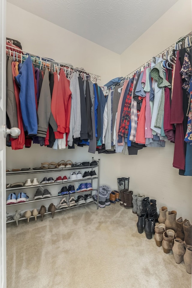 walk in closet featuring carpet