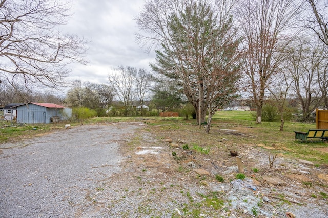 view of yard featuring an outdoor structure