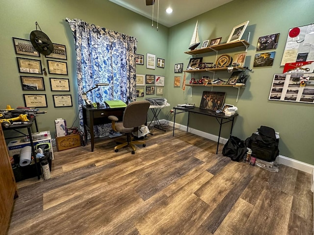 670 Jones Franklin Rd, Morristown, TN 37813 - office space featuring wood finished floors, baseboards, and ceiling fan