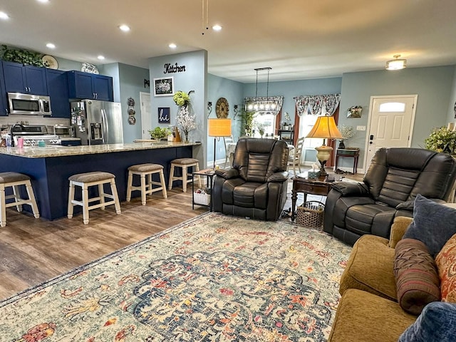 670 Jones Franklin Rd, Morristown, TN 37813 - living area featuring wood finished floors and recessed lighting
