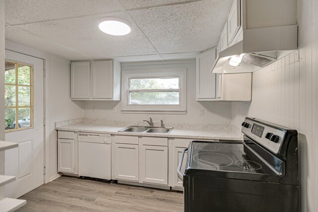 300 E Highland Dr, Columbia, TN 38401 - kitchen featuring electric stove, a sink, light wood-style floors, light countertops, and dishwasher