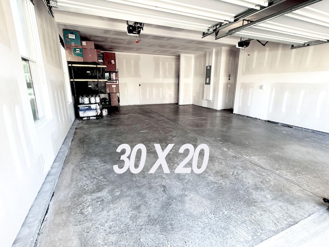 garage with a garage door opener