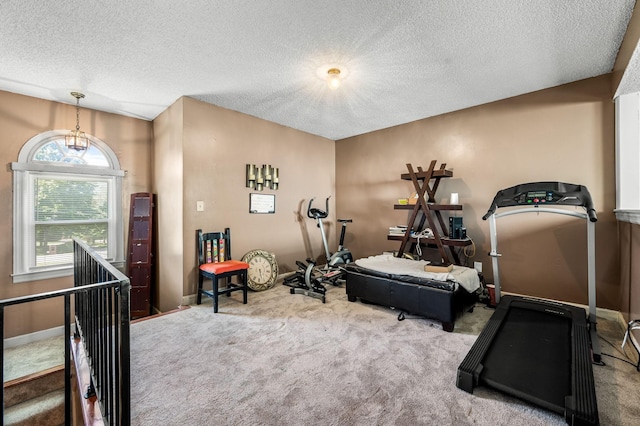 1712 Lake Grassland W, Gallatin, TN 37066 - exercise room featuring carpet flooring, a textured ceiling, and baseboards