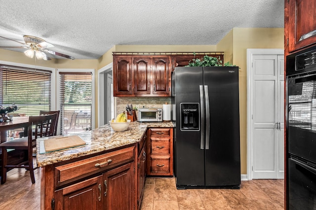 1712 Lake Grassland W, Gallatin, TN 37066 - kitchen with decorative backsplash, fridge with ice dispenser, a ceiling fan, and oven