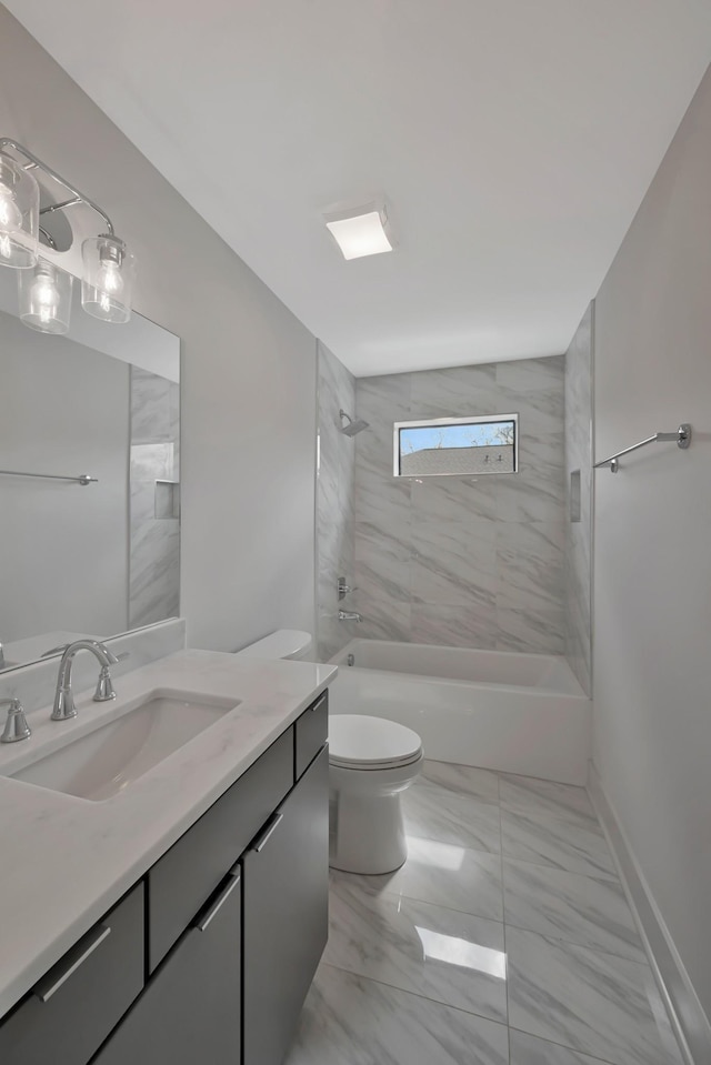 1815 Martin St Unit A, Nashville, TN 37203 - full bathroom with vanity, shower / bathtub combination, and marble finish flooring