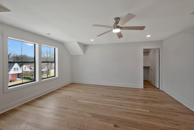 1815 Martin St Unit A, Nashville, TN 37203 - spare room featuring light wood-type flooring, ceiling fan, and recessed lighting
