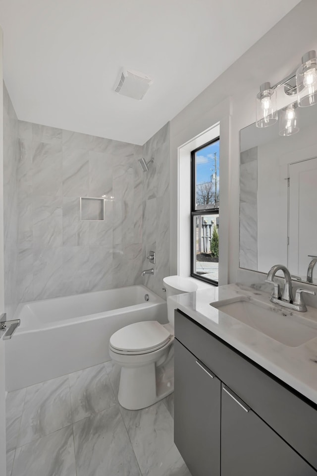 1815 Martin St Unit A, Nashville, TN 37203 - full bathroom featuring vanity, bathing tub / shower combination, and marble finish floors