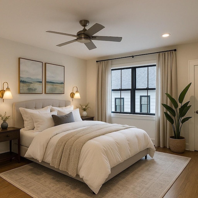 1815 Martin St Unit A, Nashville, TN 37203 - bedroom featuring wood finished floors, recessed lighting, and a ceiling fan