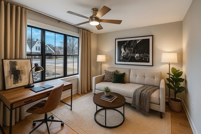 1815 Martin St Unit A, Nashville, TN 37203 - home office featuring ceiling fan and wood finished floors