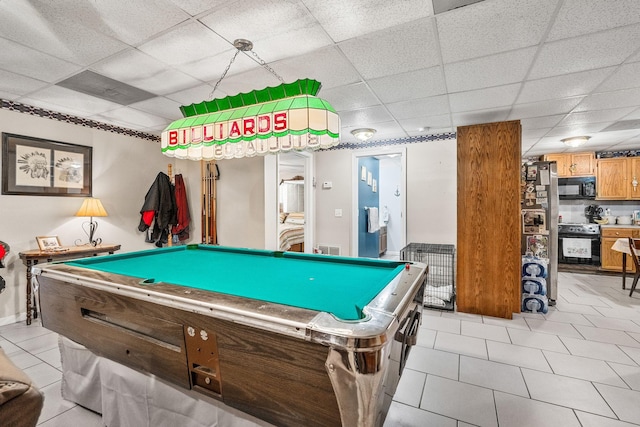 4897 Sulphur Creek Rd, Nashville, TN 37218 - recreation room featuring pool table and a paneled ceiling