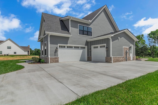 7004 Twelve Corners Rd, Lascassas, TN 37085 - view of side of home with driveway, brick siding, roof with shingles, an attached garage, and a garage