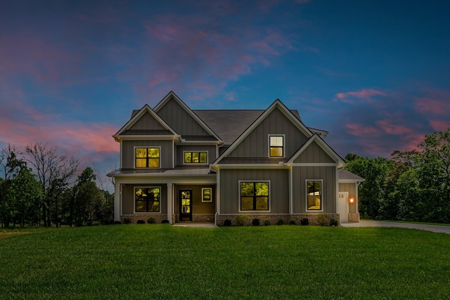 7004 Twelve Corners Rd, Lascassas, TN 37085 - view of front of property with a chimney, a front yard, board and batten siding, and a garage