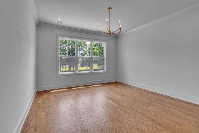 7004 Twelve Corners Rd, Lascassas, TN 37085 - unfurnished room with a chandelier, ornamental molding, baseboards, and wood finished floors