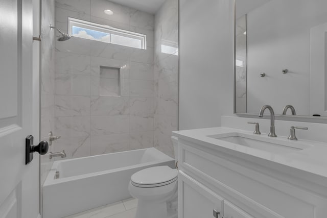7004 Twelve Corners Rd, Lascassas, TN 37085 - bathroom with toilet, bathtub / shower combination, marble look tile flooring, and vanity