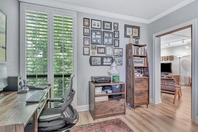 155 Harpeth Trace Smt, Nashville, TN 37221 - office with rail lighting, light wood-style floors, ornamental molding, plenty of natural light, and baseboards