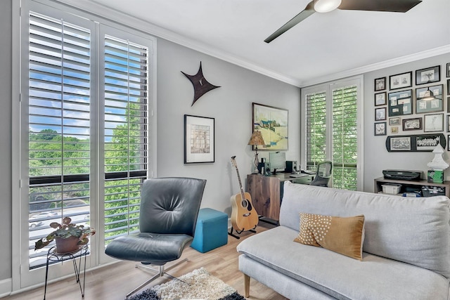 155 Harpeth Trace Smt, Nashville, TN 37221 - sitting room with crown molding, wood finished floors, ceiling fan, and a desk