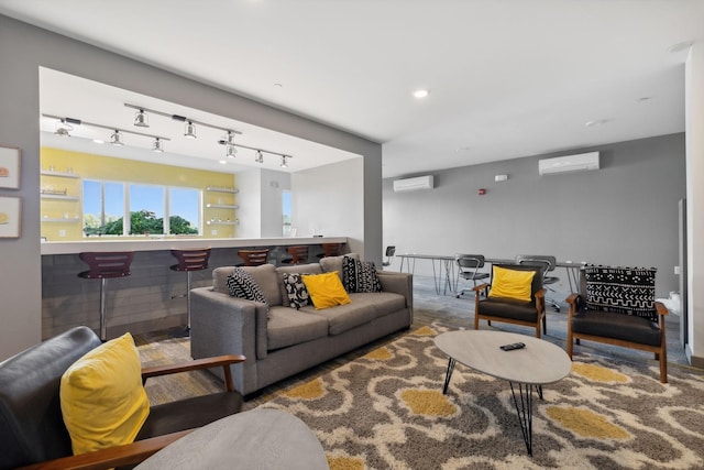 living room featuring a wall mounted AC