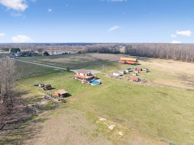 bird's eye view with a rural view