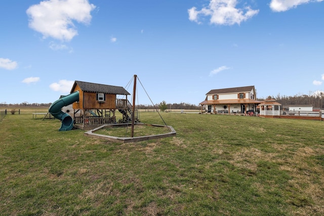 view of yard with a playground