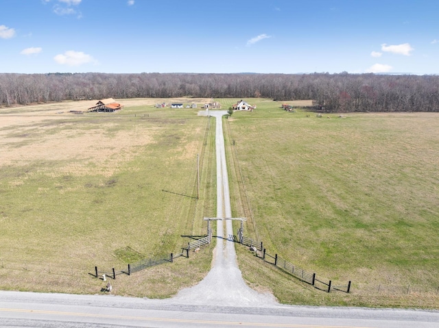 aerial view with a rural view