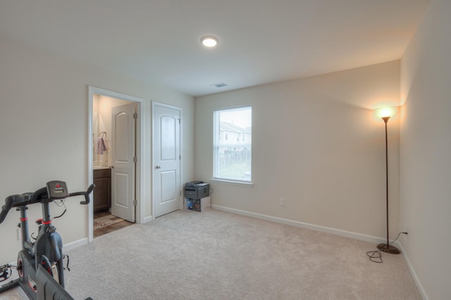 105 David Bolin Dr, La Vergne, TN 37086 - exercise area with baseboards, visible vents, and light carpet