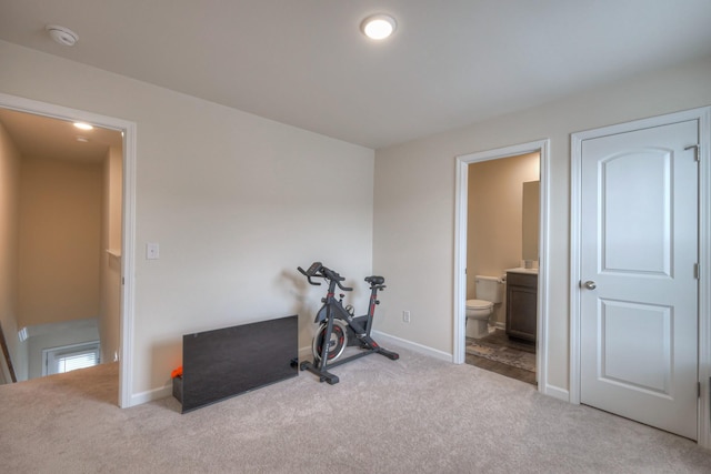 105 David Bolin Dr, La Vergne, TN 37086 - exercise room featuring baseboards and carpet flooring