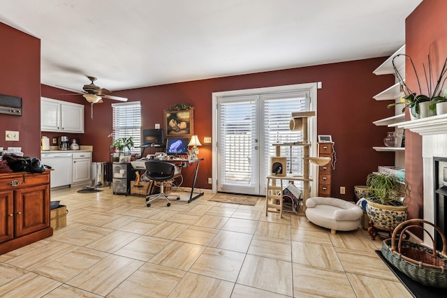 8300 Sawyer Brown Rd Unit K303, Nashville, TN 37221 - office with a wealth of natural light, a fireplace, and a ceiling fan