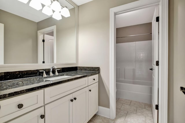 2821 Brentwood Knoll Ct, Nashville, TN 37211 - bathroom featuring vanity, shower / bath combination, baseboards, and tile patterned floors