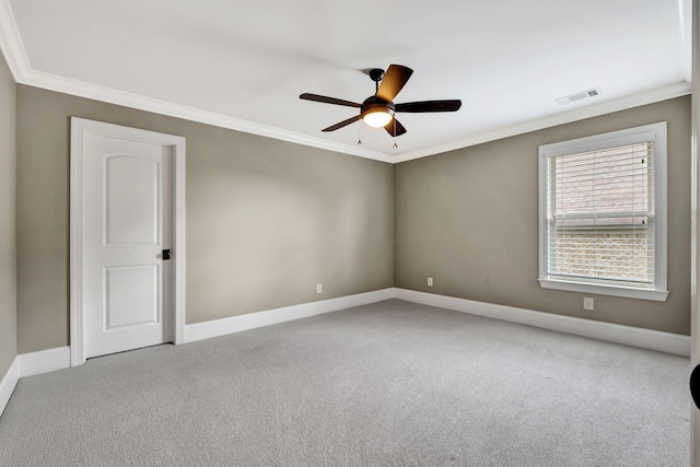2821 Brentwood Knoll Ct, Nashville, TN 37211 - empty room with ornamental molding, carpet flooring, ceiling fan, and baseboards