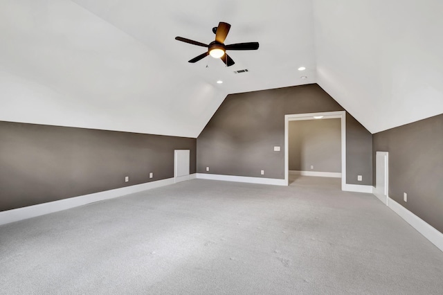 2821 Brentwood Knoll Ct, Nashville, TN 37211 - additional living space with lofted ceiling, a ceiling fan, recessed lighting, carpet flooring, and baseboards